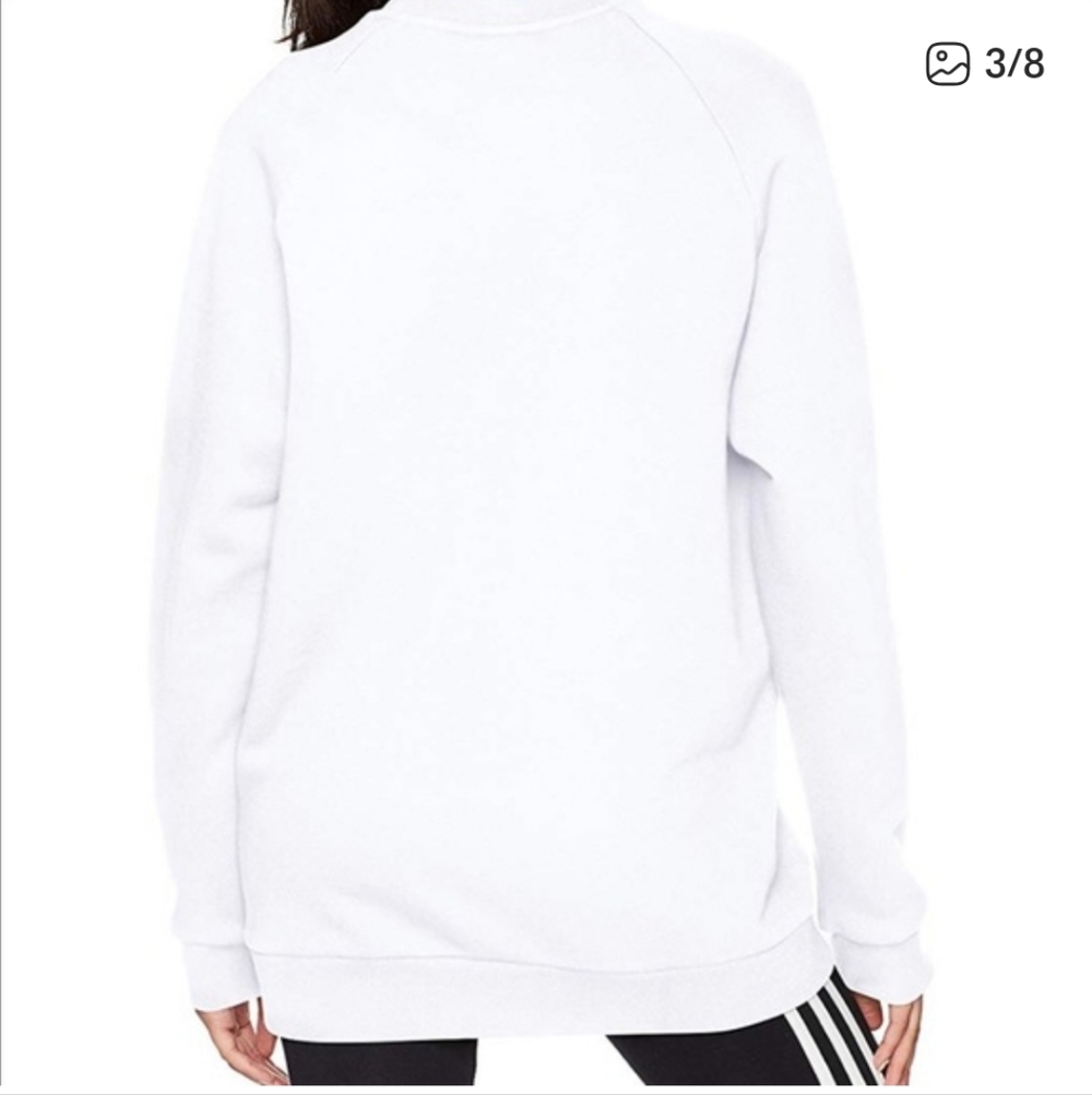 Adidas Women's White Crewneck Sweatshirt with Mint Trefoil Logo - Picture 2 of 12